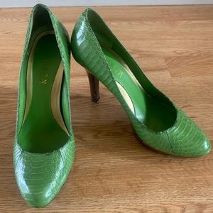 Ralph Lauren green snakeskin heels
